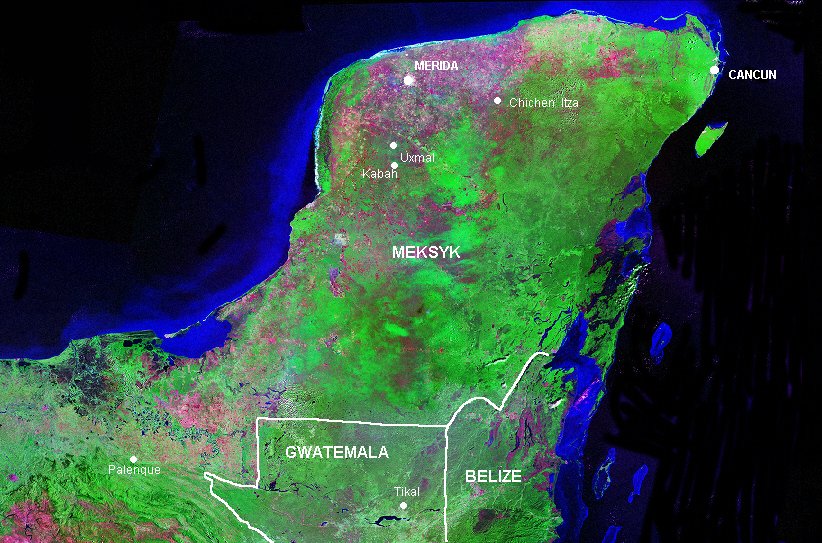 Mapa Jukatanu i Gwatemali