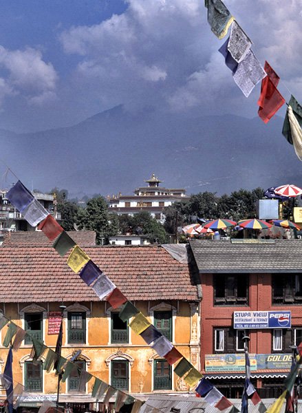 Tybetaskie domy w pobliu stupy Bodhnath